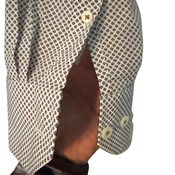 Bugatchi White & Geometric Design-Button Down-Worn Once-EUC-16.5/Large-Cotton - Picture 2 of 5